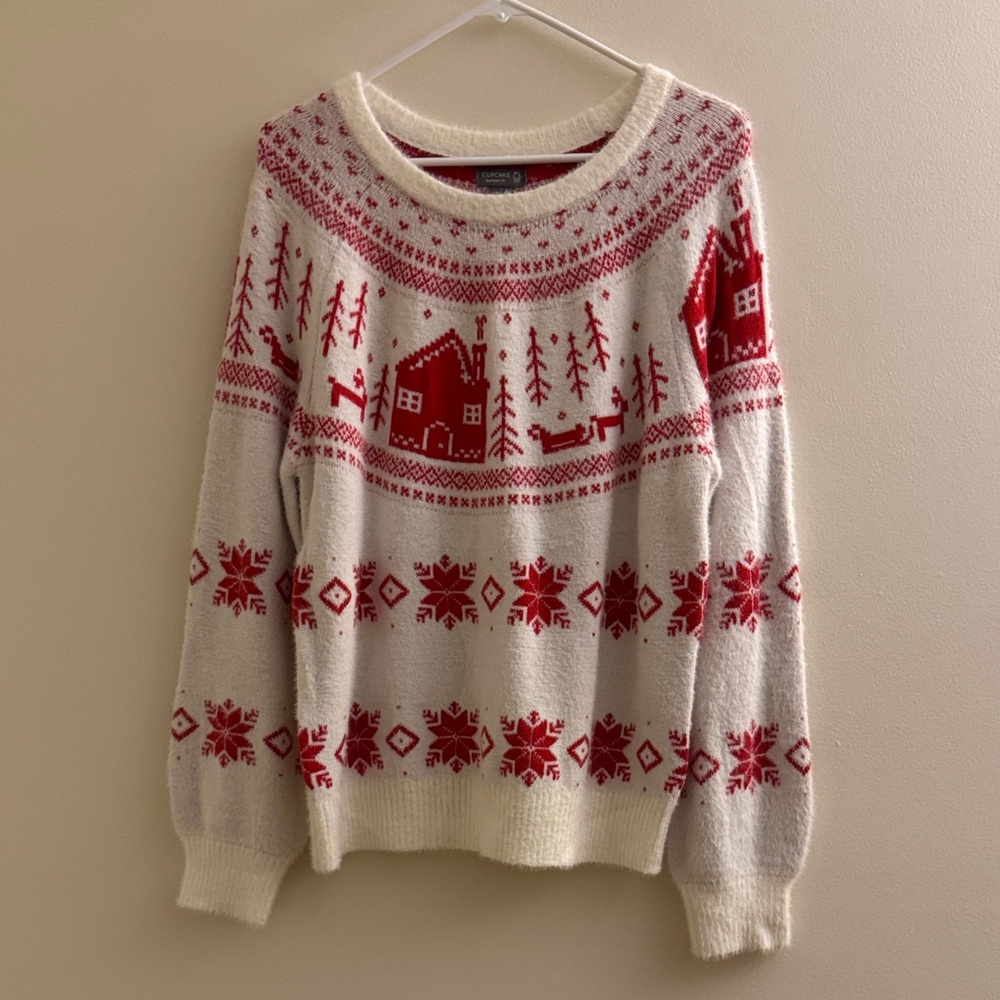 CUPCAKE Christmas Fair Isle Fuzzy Sweater